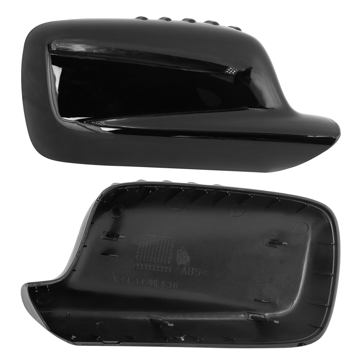 X AUTOHAUX 2Pcs Car Mirror Covering Cap Replacement for BMW E46 E65 E66 745i 750i 323Ci 325Ci 328Ci Gloss Black 51167074236,51167074235