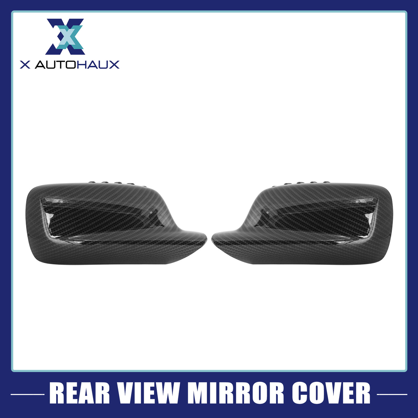 X AUTOHAUX 2Pcs Car Mirror Covering Cap Replacement for BMW E46 E65 E66 745i 750i 323Ci 325Ci 328Ci Carbon Fiber Pattern 51167074236,51167074235