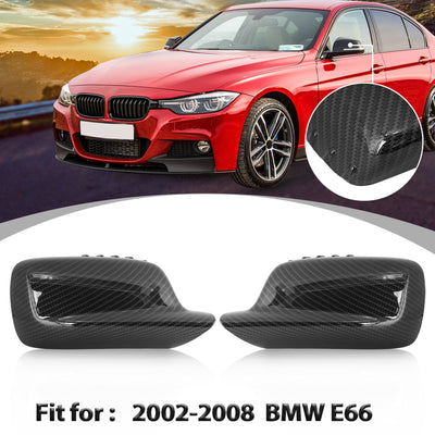 Harfington 2Pcs Car Mirror Covering Cap Replacement for BMW E46 E65 E66 745i 750i 323Ci 325Ci 328Ci Carbon Fiber Pattern 51167074236,51167074235
