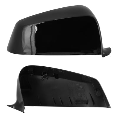 Harfington Pair New Exterior Rear View Mirror Housing Door Wing Mirror Covering Cap Glossy Black for BMW 5 Series E60 2008-2013