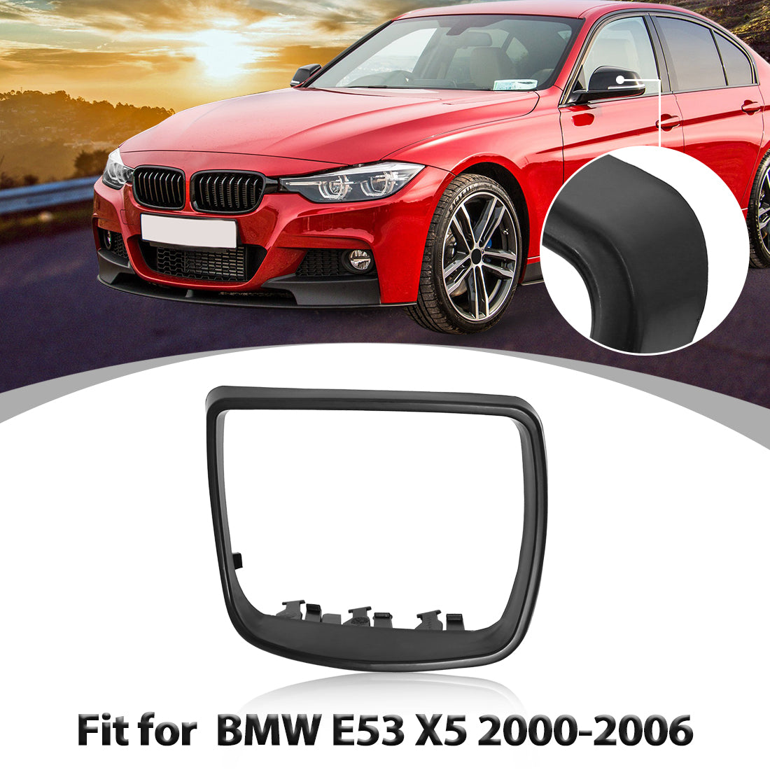 X AUTOHAUX Car Left Side Exterior Rear View Mirror Cover Housing Door Wing Mirror Cap Trim Ring 51168254903 Black for BMW E53 X5 2000-2006