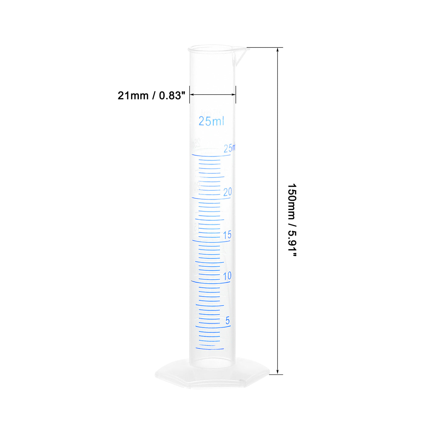 uxcell Uxcell Plastic Graduated Cylinder, 25ml Measuring Cylinder, 2-Sided Metric Marking
