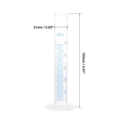 Harfington Uxcell Plastic Graduated Cylinder, 25ml Measuring Cylinder, 2-Sided Metric Marking
