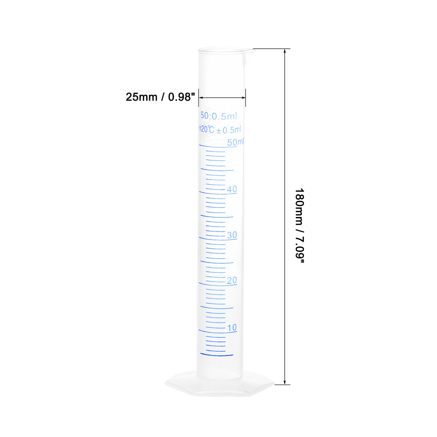 uxcell Uxcell Plastic Graduated Cylinder, 50ml Measuring Cylinder 2-Sided Metric Marking 4Pcs