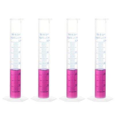 Harfington Uxcell Plastic Graduated Cylinder, 50ml Measuring Cylinder 2-Sided Metric Marking 4Pcs