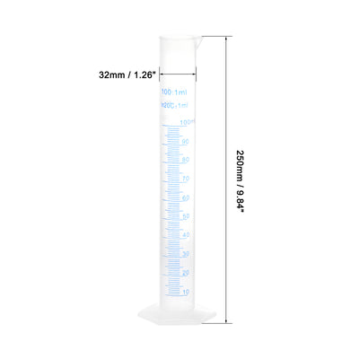 Harfington Uxcell Plastic Graduated Cylinder, 100ml Measuring Cylinder 2-Sided Metric Marking 3Pcs