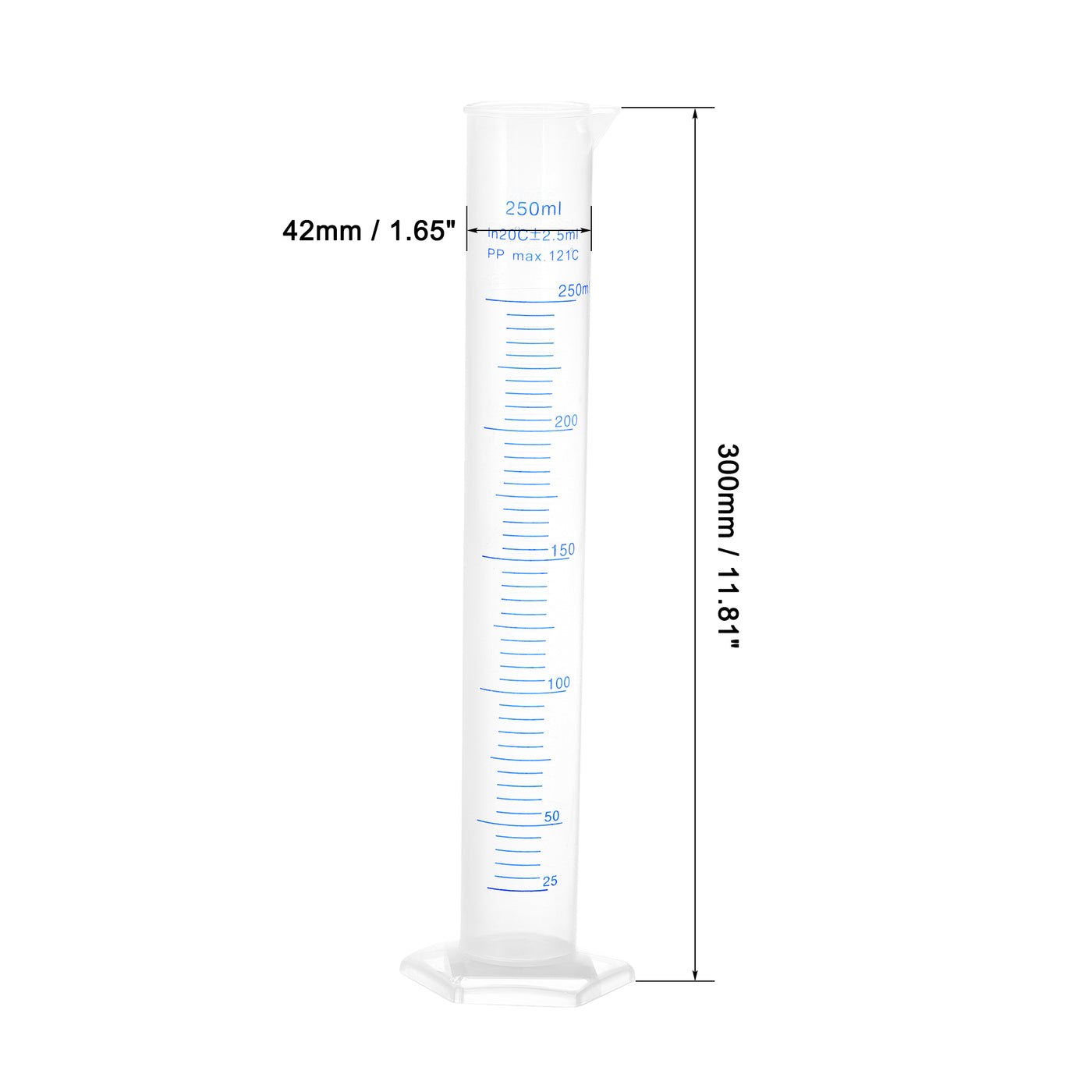 uxcell Uxcell Plastic Graduated Cylinder, 250ml Measuring Cylinder, 2-Sided Metric Marking