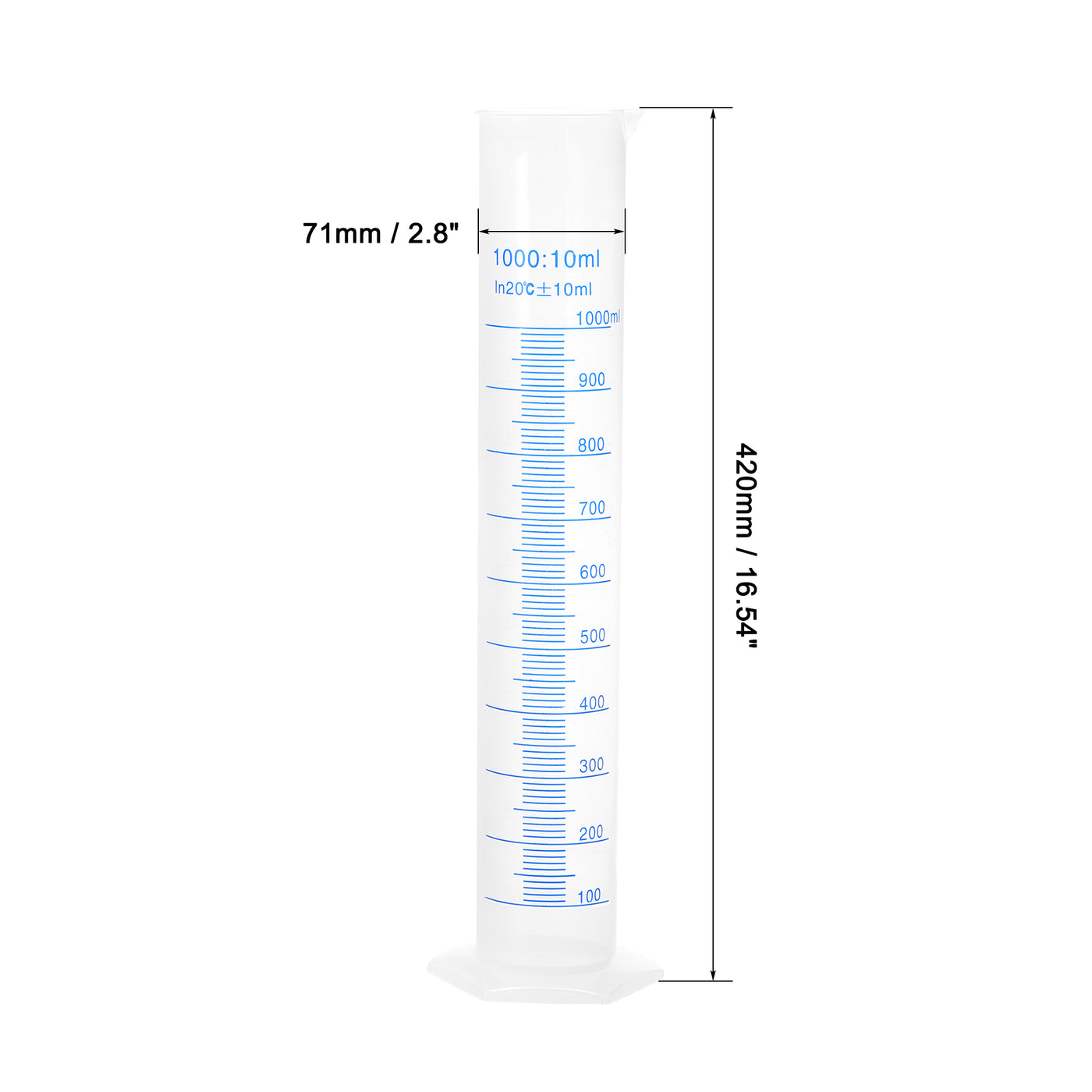 uxcell Uxcell Plastic Graduated Cylinder, 1000ml Measuring Cylinder, 2-Sided Metric Marking