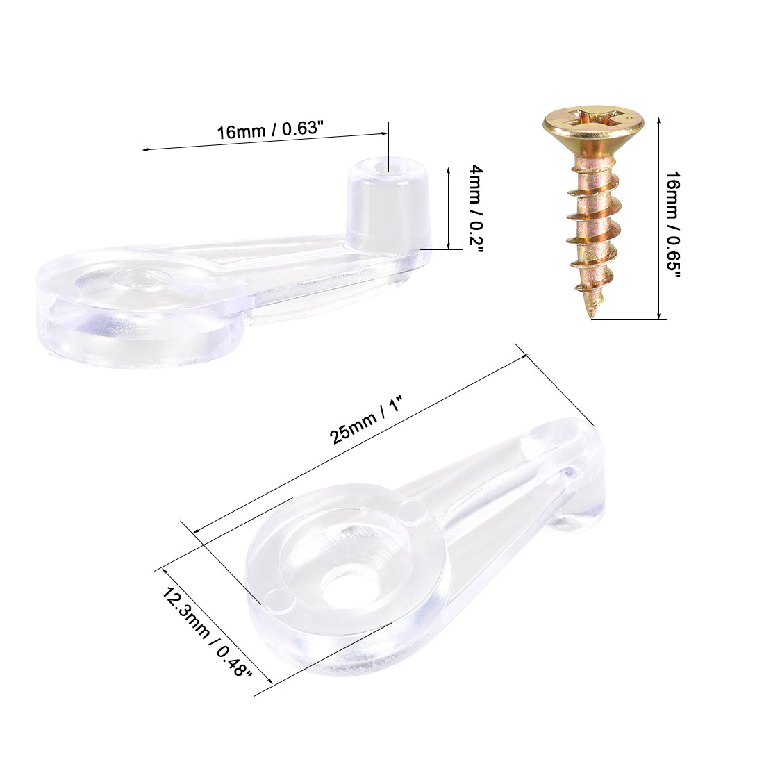uxcell Uxcell Glass Retainer Clips Kit, 20Pack 4mm Cabinet Glass Clips W/ Screws (Clear)