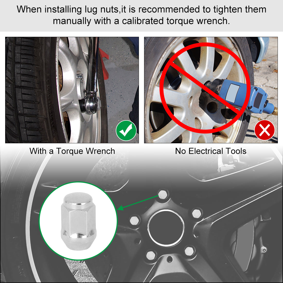 X AUTOHAUX 4 Pcs M12x1.25 Chrome Bulge Acorn Wheel Lug Nuts Cone Seat for Car
