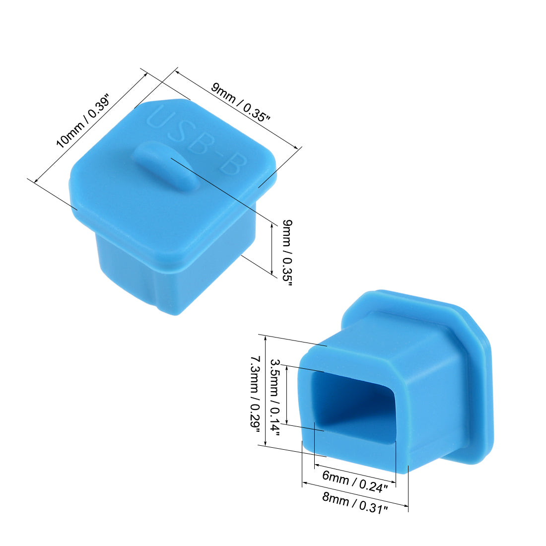 uxcell Uxcell 20pcs Silicone USB B Port Protectors Anti-Dust Stopper Cap Cover, Blue
