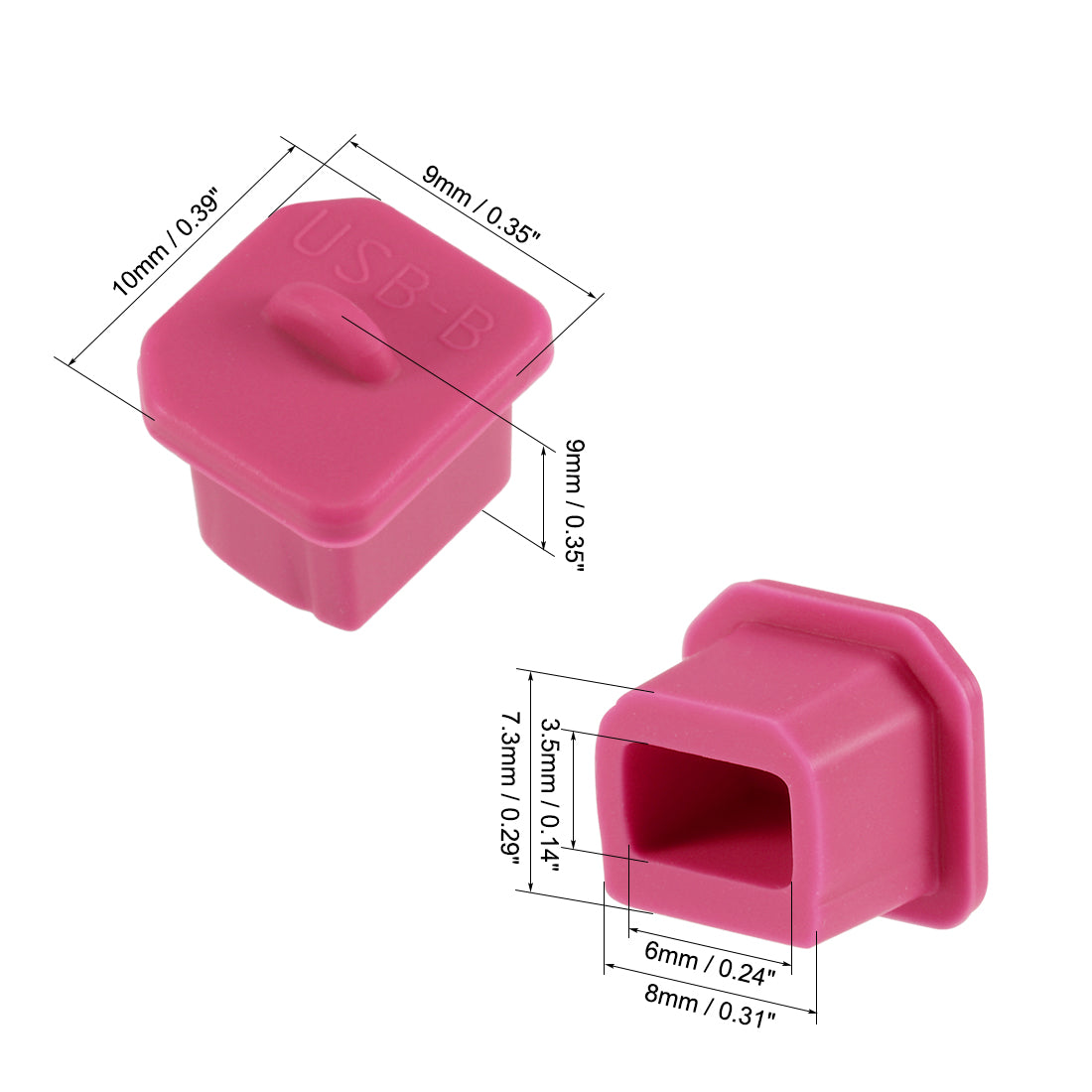 uxcell Uxcell 20pcs Silicone USB B Port Protectors Anti-Dust Stopper Cap Cover, Rose Red