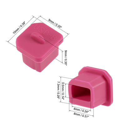 Harfington Uxcell 10pcs Silicone USB B Port Protectors Anti-Dust Stopper Cap Cover, Rose Red