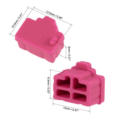 Harfington Uxcell 20pcs RJ45 Silicone Protectors Ethernet Hub Port Anti Dust Cap Cover, Rose Red