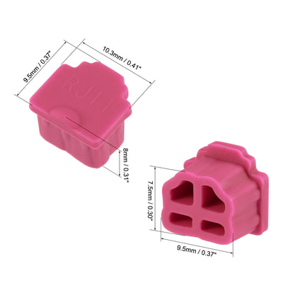 Harfington Uxcell 10pcs RJ11 Silicone Protector Telephone Modular Port Anti Dust Cap Cover, Rose Red