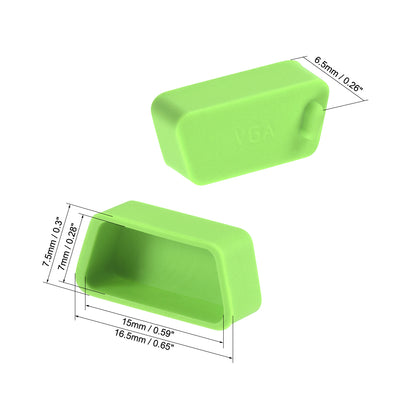 Harfington Uxcell 5pcs VGA Port Cover Silicone Anti Dust Protectors Cap for DB9, Green