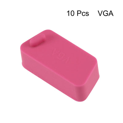 Harfington Uxcell 10pcs VGA Port Cover Silicone Anti Dust Protectors Cap for DB9, Rose Red