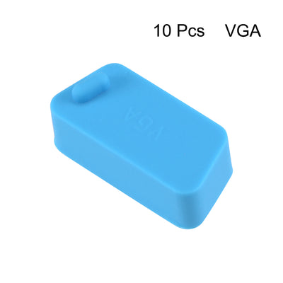 Harfington Uxcell 10pcs VGA Port Cover Silicone Anti Dust Protectors Cap for DB9, Blue