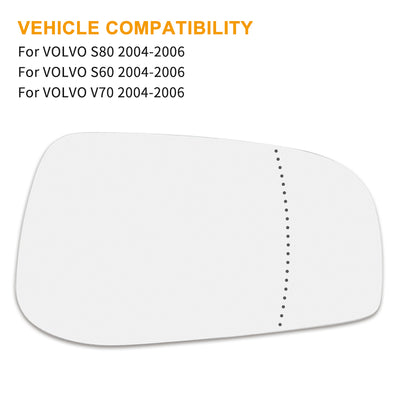 Harfington Passenger Right Side Rearview Replacement Mirror Glass W/ Adhesive for VOLVO S60 S80 V70 2001-2006