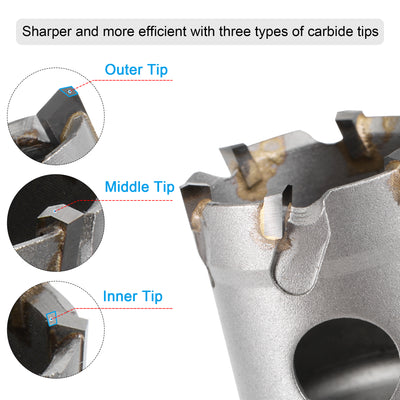 Harfington Uxcell 60mm Carbide Hole Cutter Hole Saws for Stainless Steel with Center Drill