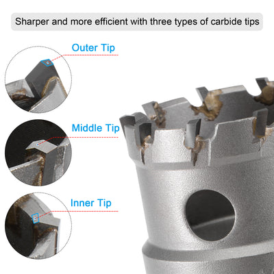 Harfington Uxcell 60mm Carbide Hole Cutter Hole Saws for Stainless Steel with Center Drill