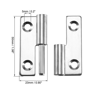Harfington Uxcell Lift Off Hinge , Right Handedness Mini Stainless Steel Hinge Detachable Slip Joint Small Flag Hinges 50mm Long 36mm Open Width