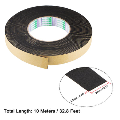 Harfington Uxcell 2pc Sealing Foam Tape 20mmx1.5mmx10m Self Adhesive Weather Strip for Window Door