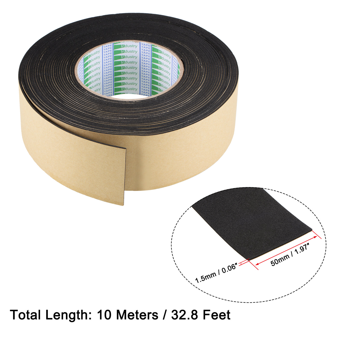 uxcell Uxcell 2pc Sealing Foam Tape 50mmx1.5mmx10m Self Adhesive Weather Strip for Window Door