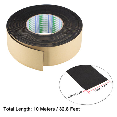 Harfington Uxcell 2pc Sealing Foam Tape 50mmx1.5mmx10m Self Adhesive Weather Strip for Window Door