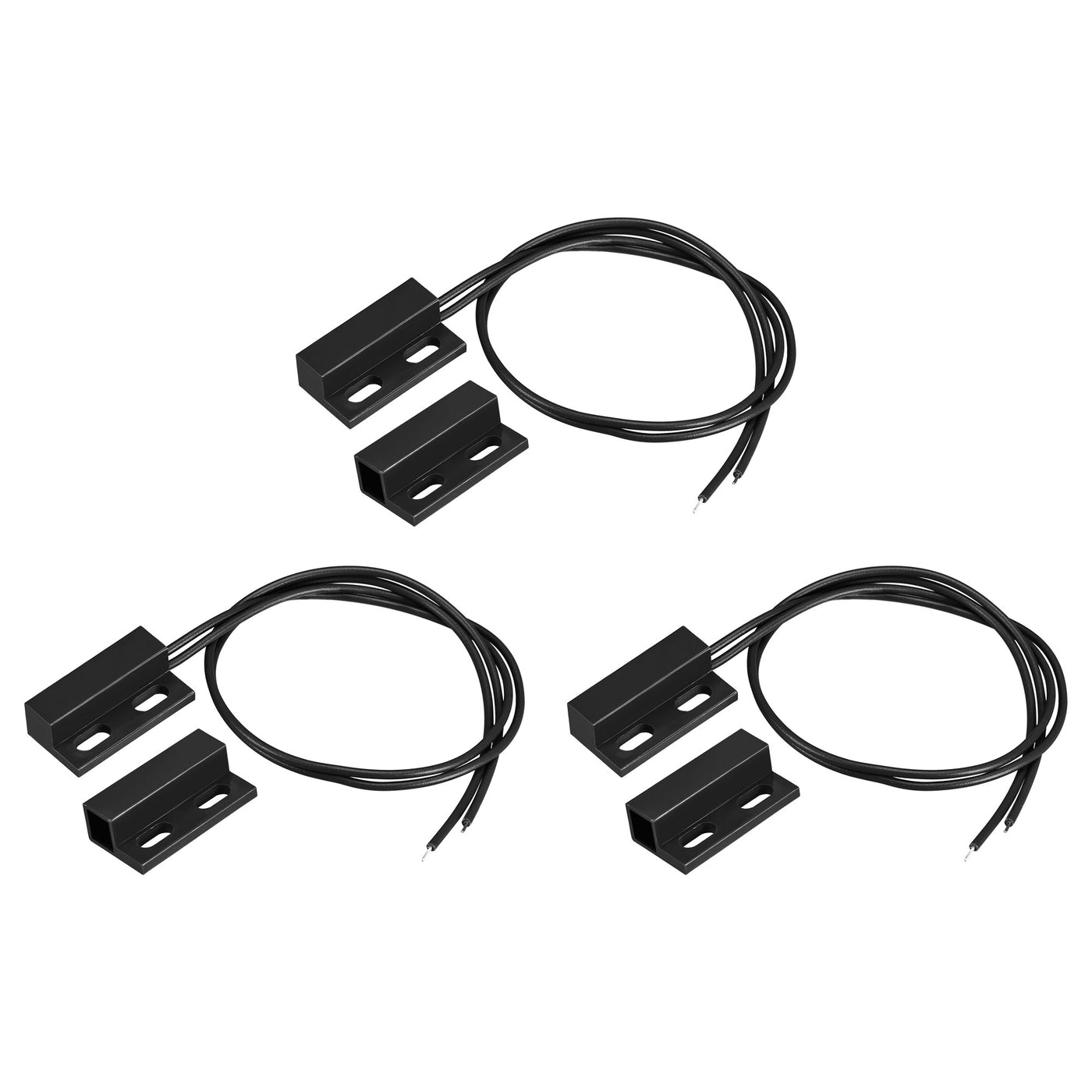 uxcell Uxcell Wired Door Contact Sensor NC Surface Mount Magnetic Reed Switch Black 3 Pcs