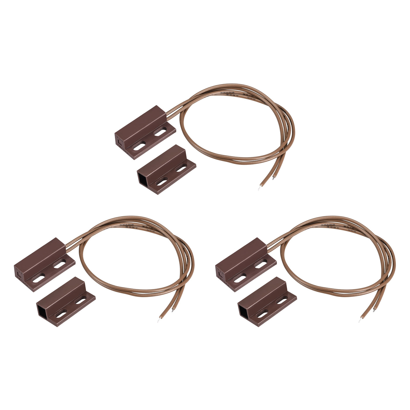 uxcell Uxcell Wired Door Contact Sensor NC Surface Mount Magnetic Reed Switch Brown 3 Pcs