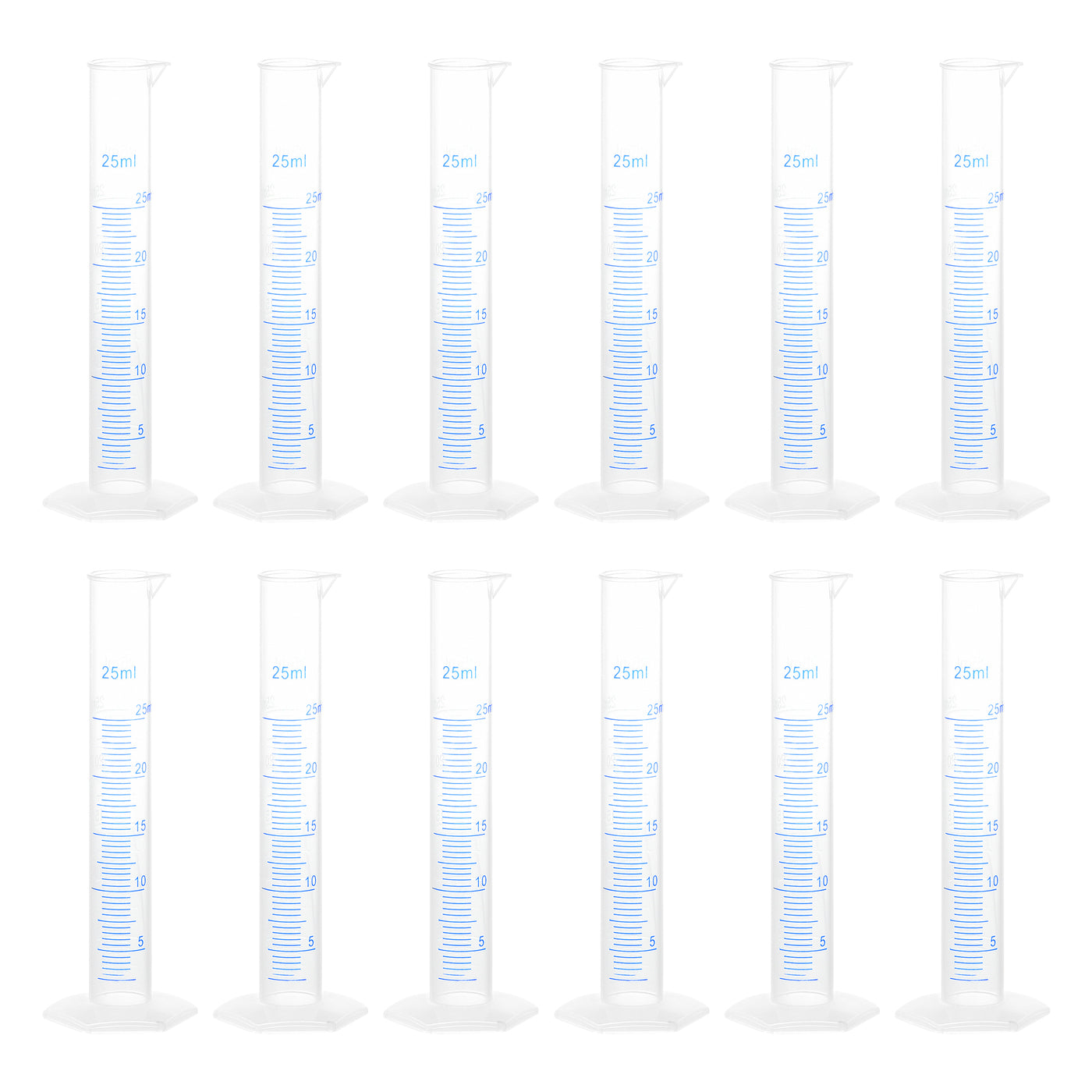 uxcell Uxcell Plastic Graduated Cylinder, 25ml Measuring Cylinder 2-Sided Metric Marking 12Pcs