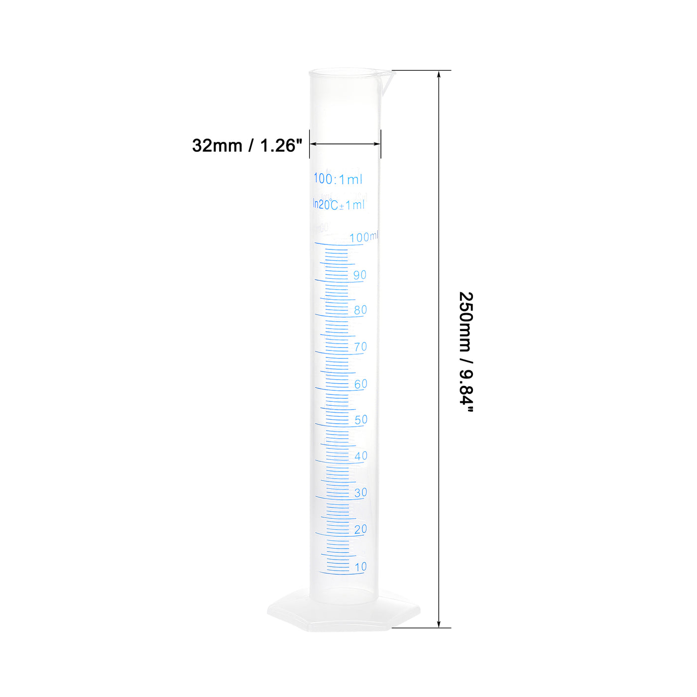 uxcell Uxcell Plastic Graduated Cylinder, 100ml Measuring Cylinder 2-Sided Metric Marking 6Pcs