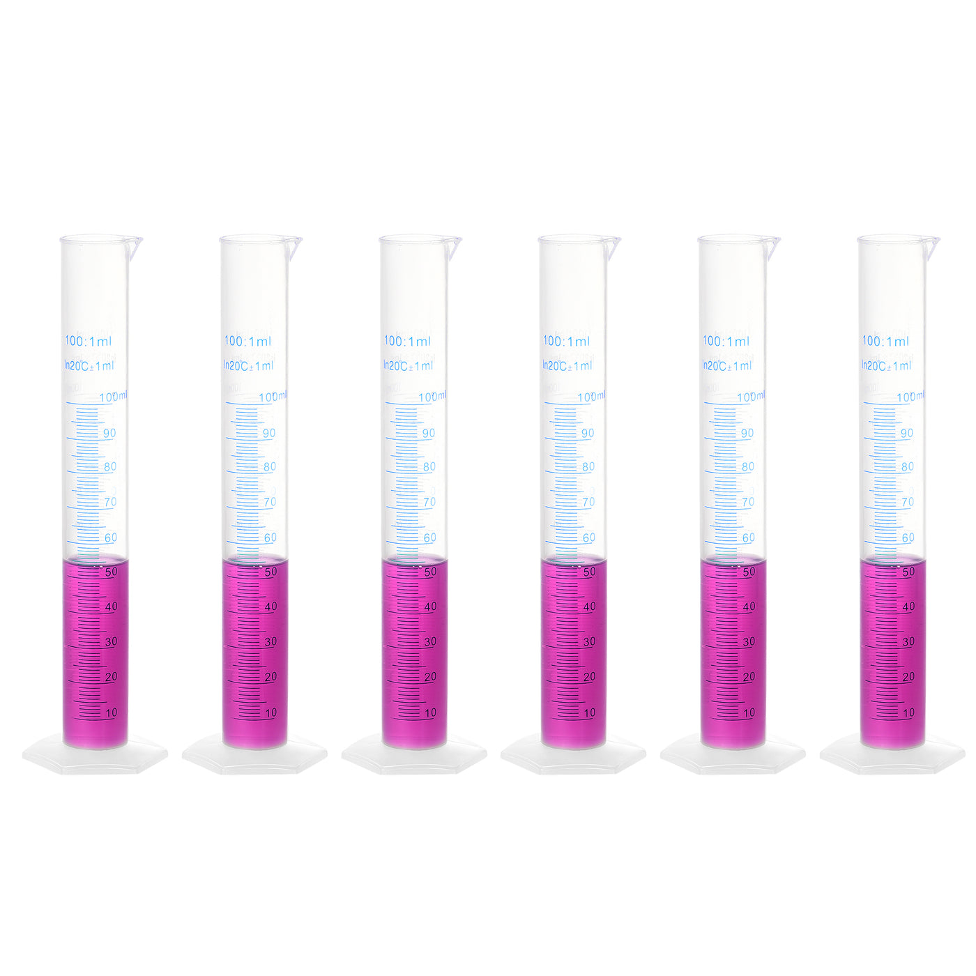 uxcell Uxcell Plastic Graduated Cylinder, 100ml Measuring Cylinder 2-Sided Metric Marking 6Pcs