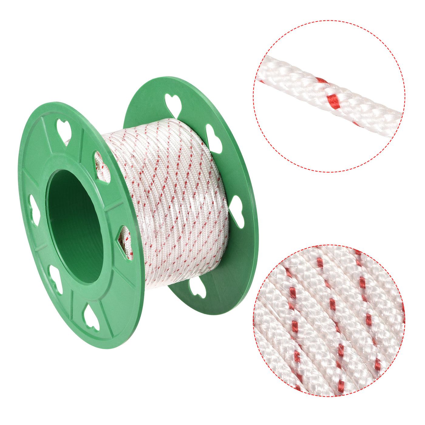 uxcell Uxcell Recoil start Rope 3mm 1/8 Inch Dia 30m 98ft Polyester Pull Cord White Red for Lawn Mower Trimmer Engine Replacement Part