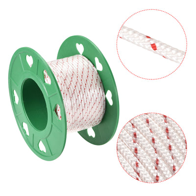 Harfington Uxcell Recoil start Rope 3mm 1/8 Inch Dia 30m 98ft Polyester Pull Cord White Red for Lawn Mower Trimmer Engine Replacement Part