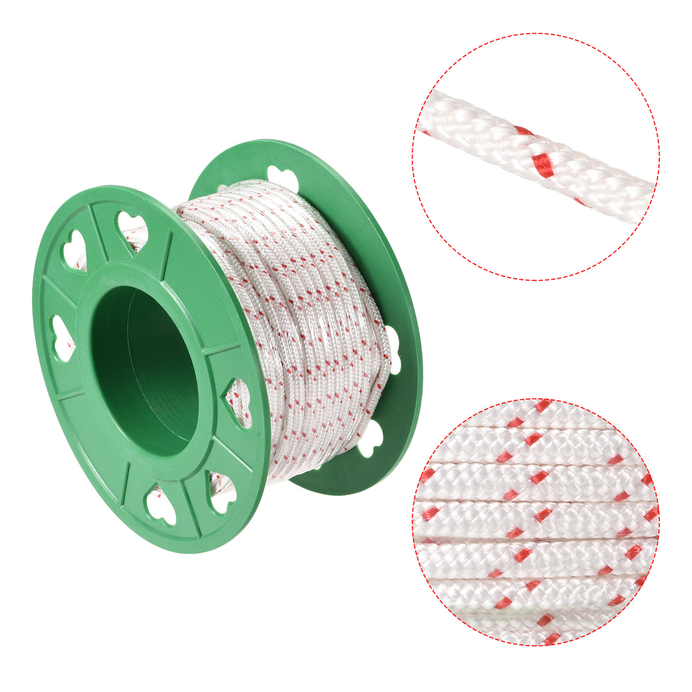 uxcell Uxcell Recoil start Rope 4.5mm 3/16 Inch Dia 30m 98ft Polyester Pull Cord White Red for Lawn Mower Trimmer Engine Replacement Part