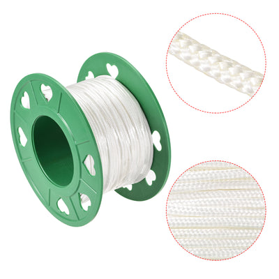 Harfington Uxcell Recoil start Rope 2.7mm 3/32 Inch Dia 60m 196ft Polyester Pull Cord White for Lawn Mower Trimmer Engine Replacement Part