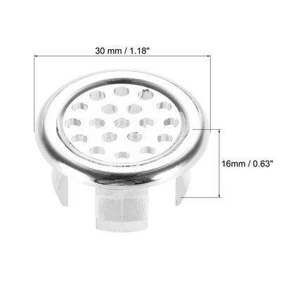Harfington Uxcell Sink Basin Trim Overflow Cover Insert in Mesh Hole Round Caps Silver Tone 6pcs