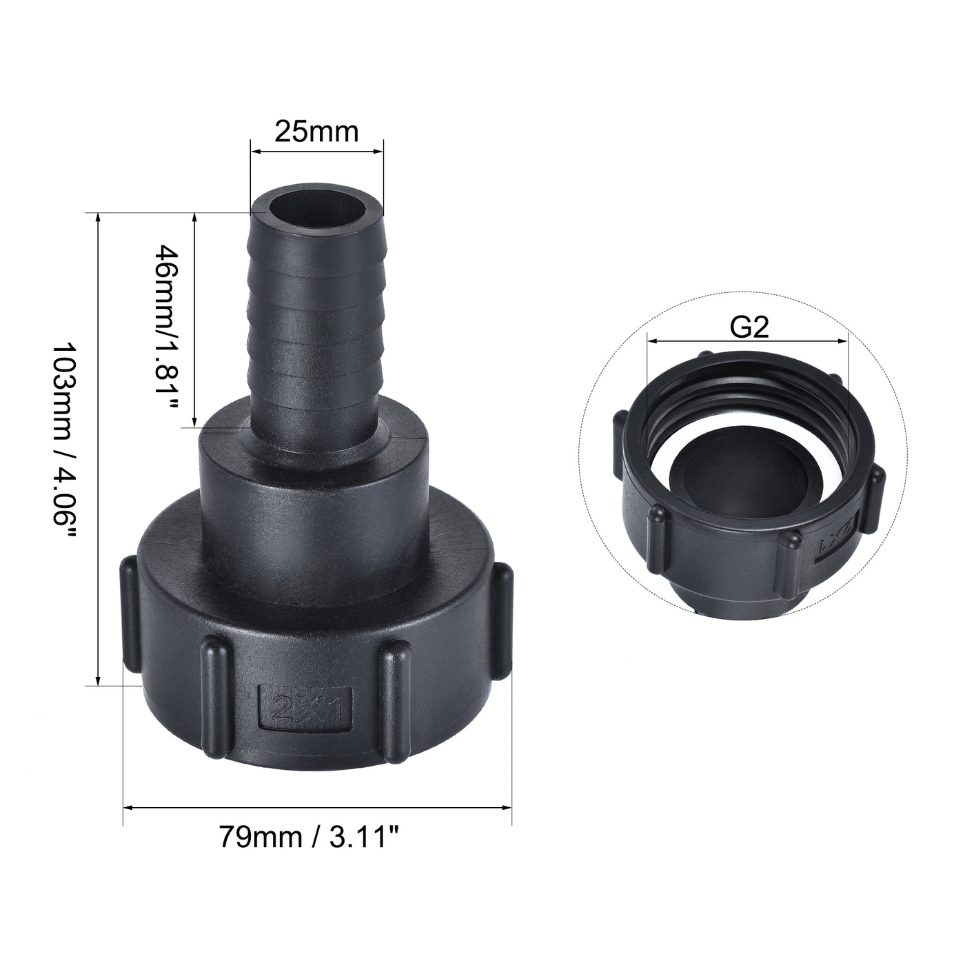 uxcell Uxcell ABS Hose Barb Fitting Coupler with Sealing Ring, mm Barb x G Female Thread Pipe Adapter, Black