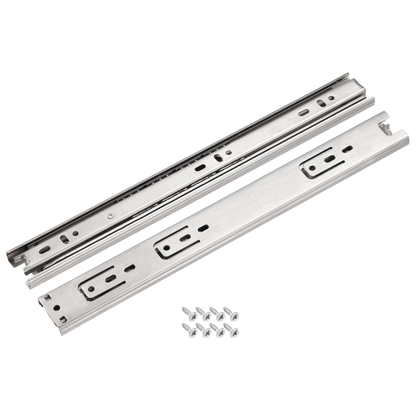 uxcell Uxcell 11.8Inch Drawer Slides , Full Extension Ball Bearing Slide Track Rail 35mm Wide 3 Sections 100lb Capacity Silver Tone , 1 Pair