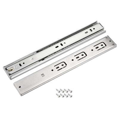 Harfington Uxcell 11.8Inch Drawer Slides Soft-Close Ball Bearing Slide Track Rail with Spring Damping 44mm Wide 3 Sections 100lb Capacity , 1 Pair