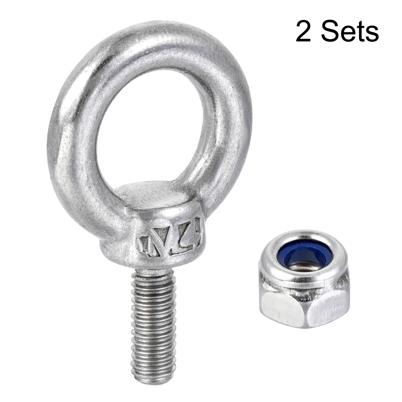 uxcell Uxcell Lifting Eye Bolt M4 x 11mm Male Thread with Hex Screw Nut for Hanging, 304 Stainless Steel, 2 Sets