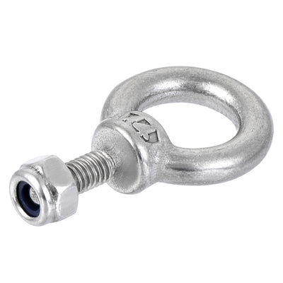 Harfington Uxcell Lifting Eye Bolt M Male Thread with Hex Screw Nut for Hanging, 304 Stainless Steel, 4 Sets