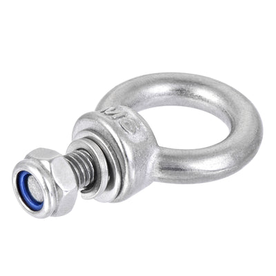 Harfington Uxcell Lifting Eye Bolt Male Thread with Hex Screw Nut Gasket Flat Washer for Hanging, Stainless Steel