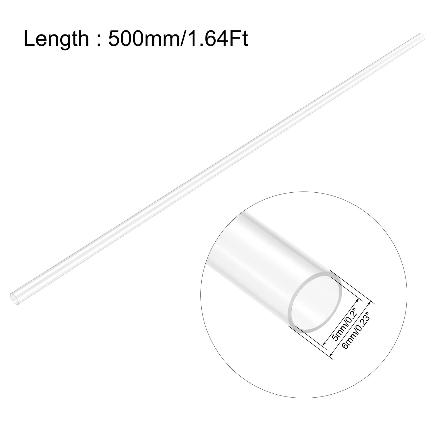 Uxcell Uxcell PC Rigid Round Clear Tubing 10mm(0.4 Inch)IDx12mm(0.47 Inch)ODx500mm(1.64Ft) Length Plastic Tube 2pcs