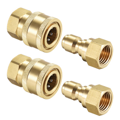 Harfington Uxcell Brass Quick Connectors Set M14x1.5 Female Thread 2 Sets