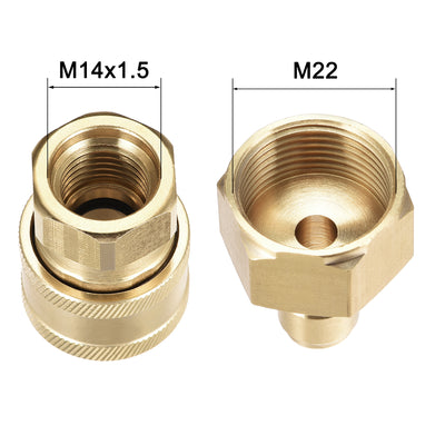 Harfington Uxcell Brass Quick Connectors Set M22x1.5 & M14x1.5 Female Thread 2 Sets