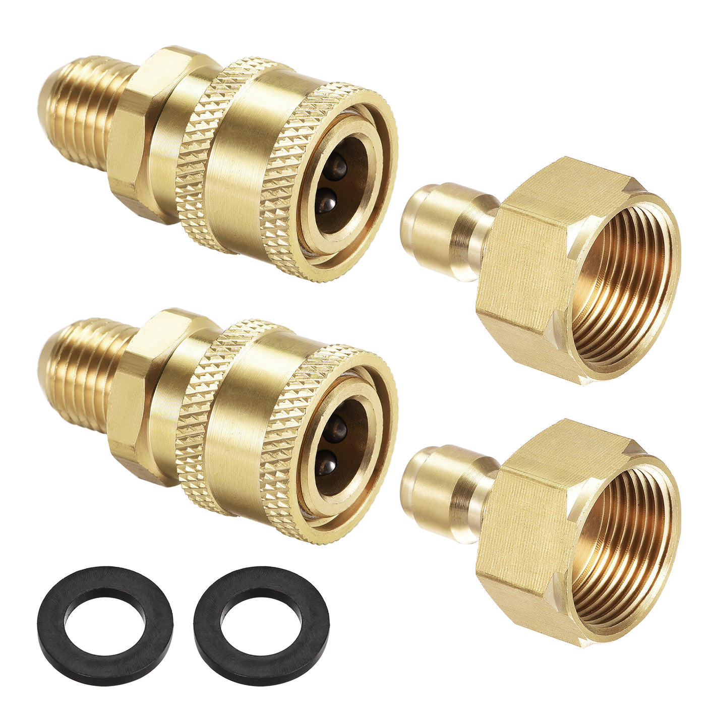 uxcell Uxcell Brass Quick Connector Set Fittings M14x1.5 Male & M22 Female Thread 2 Sets