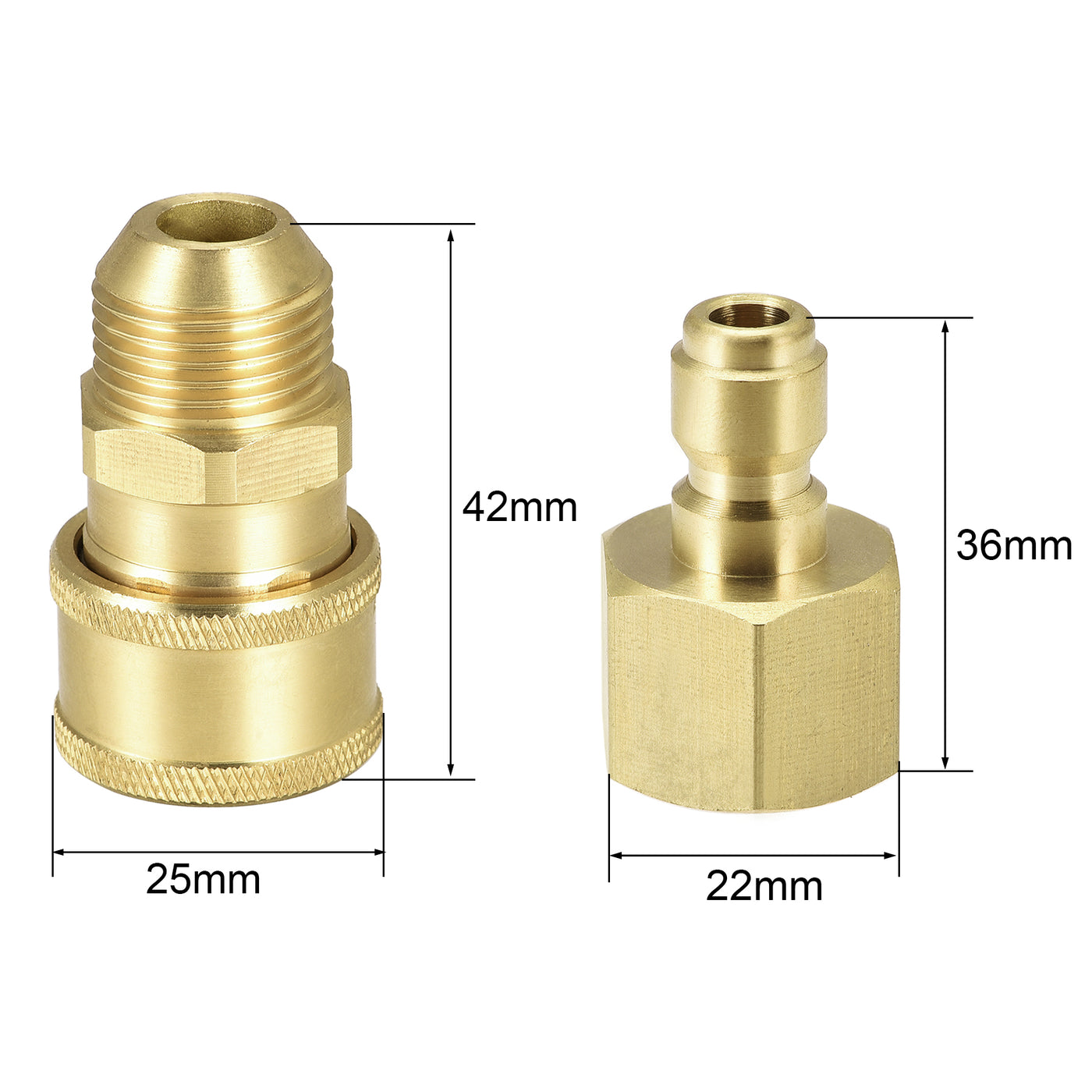 uxcell Uxcell Brass Quick Connect Set M18x1.5 Male & M18 Female Thread 2 Sets